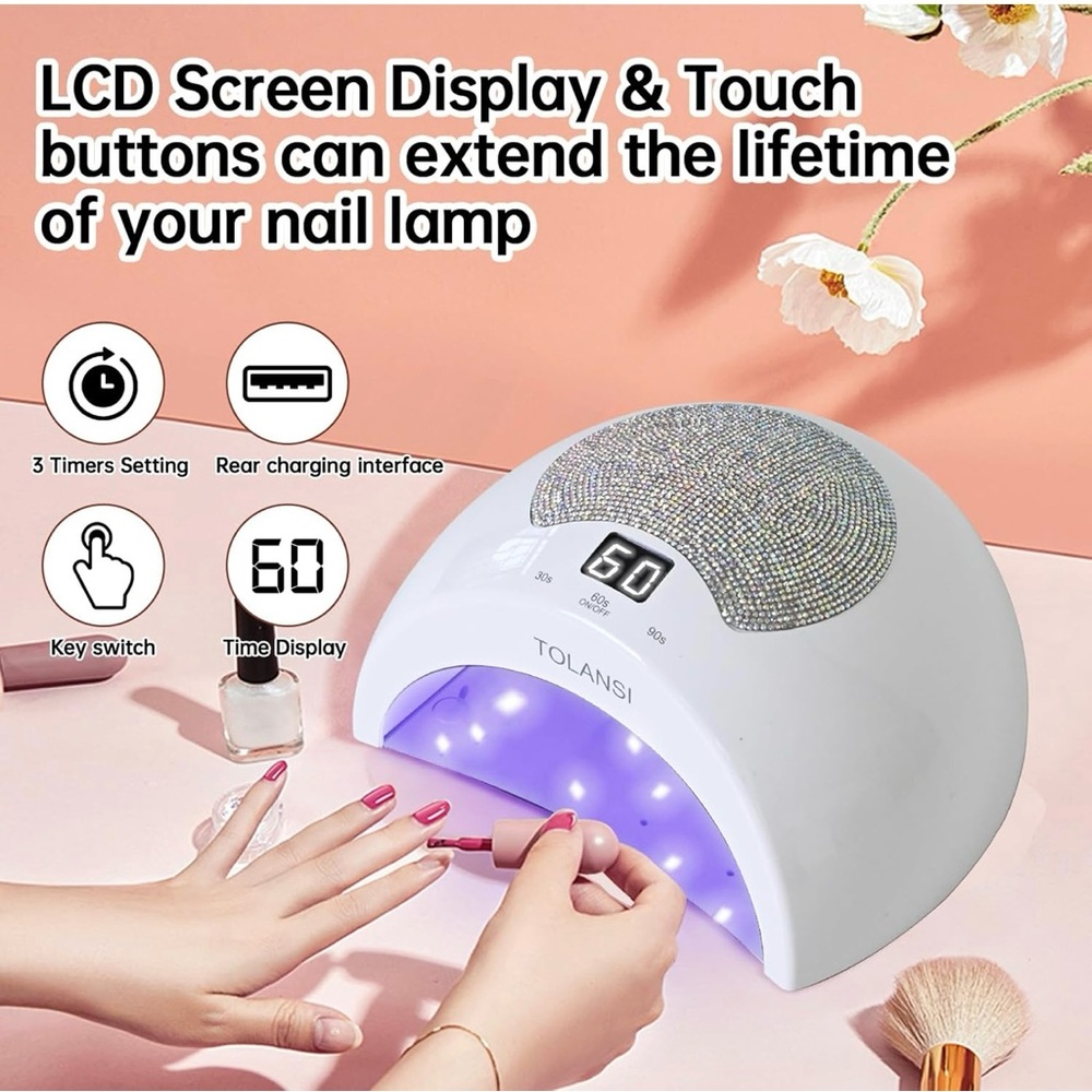 NIB New Tolansi 48W UV Light Bling Cordless Nail Lamp in White - Picture 13 of 15